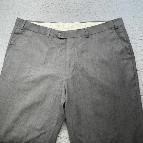 Balmain Pants Mens 38x29 Gray Dress Wool Trousers Super 120s Slim Fit Flat Front